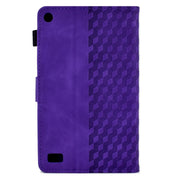 For Amazon Kindle Fire 7 2019 / 2017 / 2015 Rhombus Embossed Leather Tablet Case(Purple)