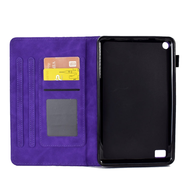 For Amazon Kindle Fire 7 2019 / 2017 / 2015 Rhombus Embossed Leather Tablet Case(Purple)