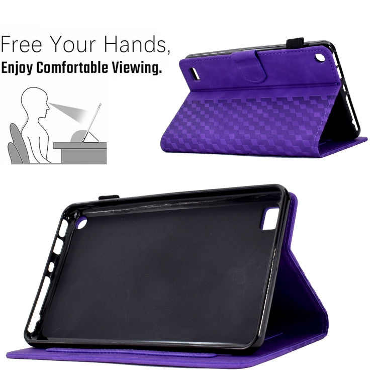 For Amazon Kindle Fire 7 2019 / 2017 / 2015 Rhombus Embossed Leather Tablet Case(Purple)