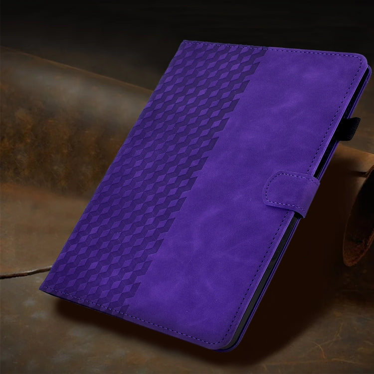 For Amazon Kindle Fire 7 2019 / 2017 / 2015 Rhombus Embossed Leather Tablet Case(Purple)