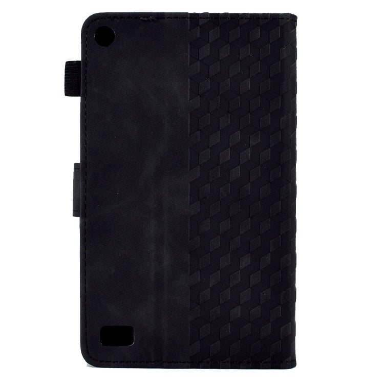 For Amazon Kindle Fire 7 2019 / 2017 / 2015 Rhombus Embossed Leather Tablet Case(Black)