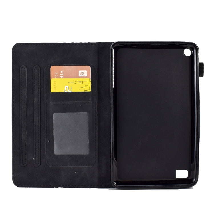 For Amazon Kindle Fire 7 2019 / 2017 / 2015 Rhombus Embossed Leather Tablet Case(Black)