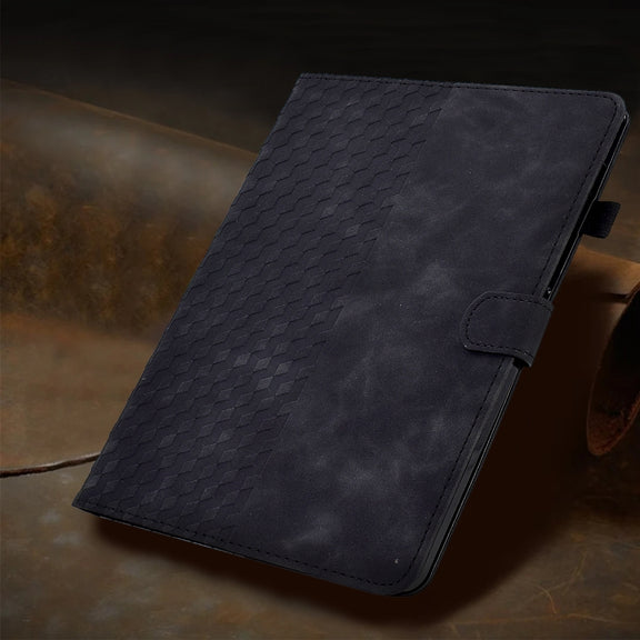 For Amazon Kindle Fire 7 2019 / 2017 / 2015 Rhombus Embossed Leather Tablet Case(Black)