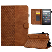 For Amazon Kindle Fire 7 2019 / 2017 / 2015 Rhombus Embossed Leather Tablet Case(Brown)