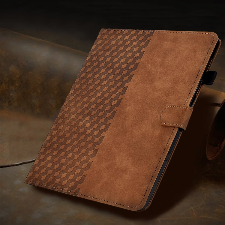 For Amazon Kindle Fire 7 2019 / 2017 / 2015 Rhombus Embossed Leather Tablet Case(Brown)