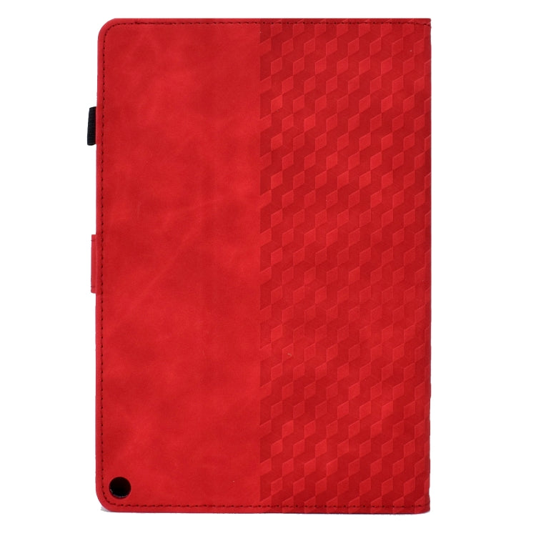 For Amazon Kindle Fire HD8 2020 Rhombus Embossed Leather Tablet Case(Red)
