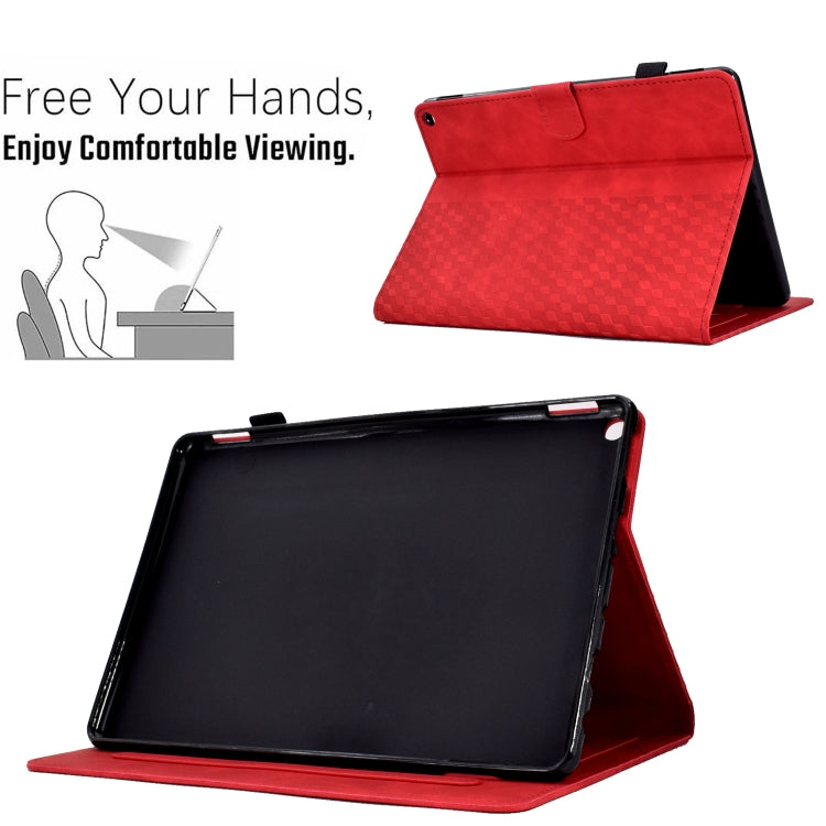 For Amazon Kindle Fire HD8 2020 Rhombus Embossed Leather Tablet Case(Red)