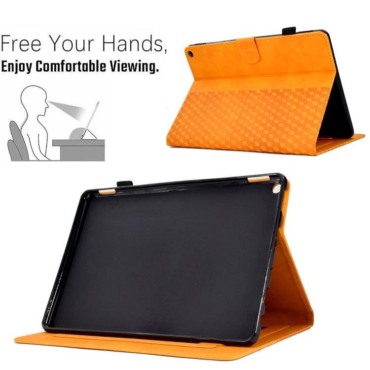 For Amazon Kindle Fire HD8 2020 Rhombus Embossed Leather Tablet Case(Khaki)