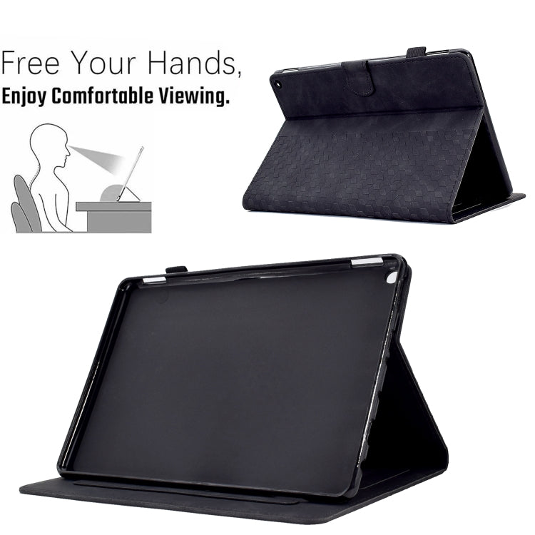 For Amazon Kindle Fire HD8 2020 Rhombus Embossed Leather Tablet Case(Black)