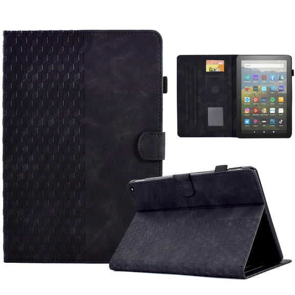 For Amazon Kindle Fire HD8 2020 Rhombus Embossed Leather Tablet Case(Black)