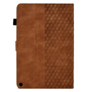 For Amazon Kindle Fire HD8 2020 Rhombus Embossed Leather Tablet Case(Brown)