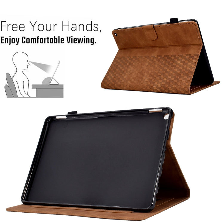 For Amazon Kindle Fire HD8 2020 Rhombus Embossed Leather Tablet Case(Brown)