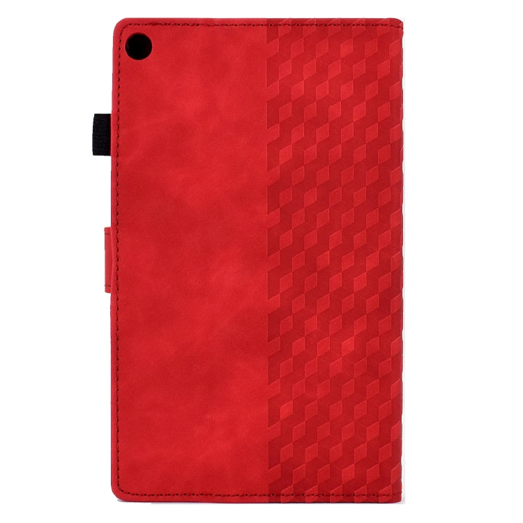 For Amazon Kindle Fire HD8 2018 / 2017 / 2016 Rhombus Embossed Leather Tablet Case(Red)