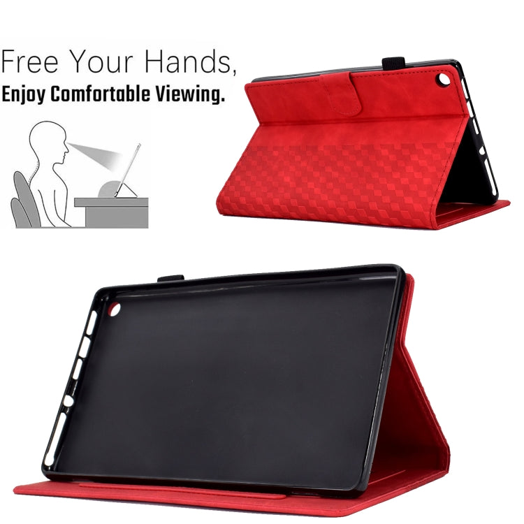 For Amazon Kindle Fire HD8 2018 / 2017 / 2016 Rhombus Embossed Leather Tablet Case(Red)