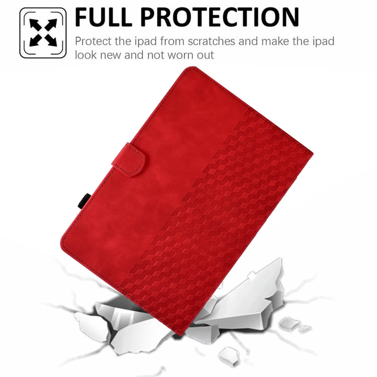 For Amazon Kindle Fire HD8 2018 / 2017 / 2016 Rhombus Embossed Leather Tablet Case(Red)
