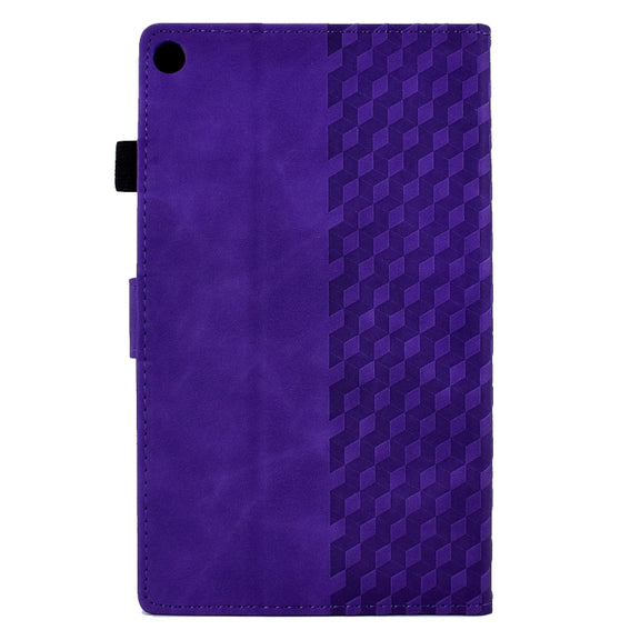 For Amazon Kindle Fire HD8 2018 / 2017 / 2016 Rhombus Embossed Leather Tablet Case(Purple)