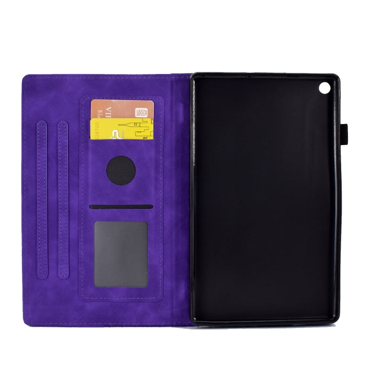 For Amazon Kindle Fire HD8 2018 / 2017 / 2016 Rhombus Embossed Leather Tablet Case(Purple)