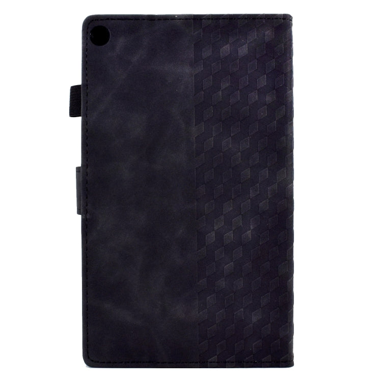 For Amazon Kindle Fire HD8 2018 / 2017 / 2016 Rhombus Embossed Leather Tablet Case(Black)