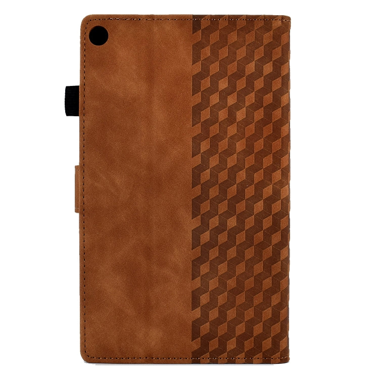 For Amazon Kindle Fire HD8 2018 / 2017 / 2016 Rhombus Embossed Leather Tablet Case(Brown)