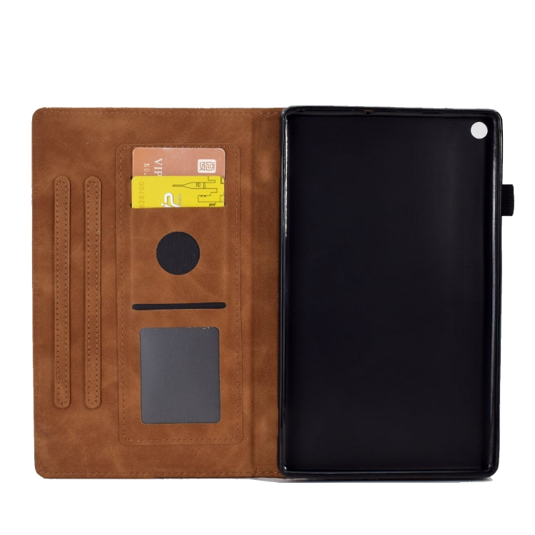 For Amazon Kindle Fire HD8 2018 / 2017 / 2016 Rhombus Embossed Leather Tablet Case(Brown)