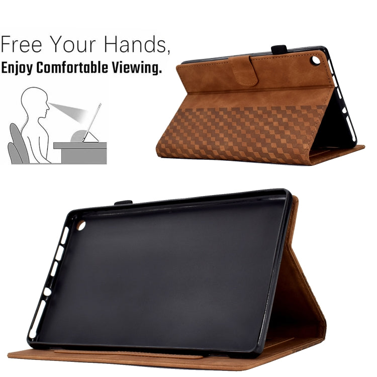 For Amazon Kindle Fire HD8 2018 / 2017 / 2016 Rhombus Embossed Leather Tablet Case(Brown)