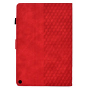 For Amazon Kindle Fire HD10 Plus 2021 Rhombus Embossed Leather Tablet Case(Red)