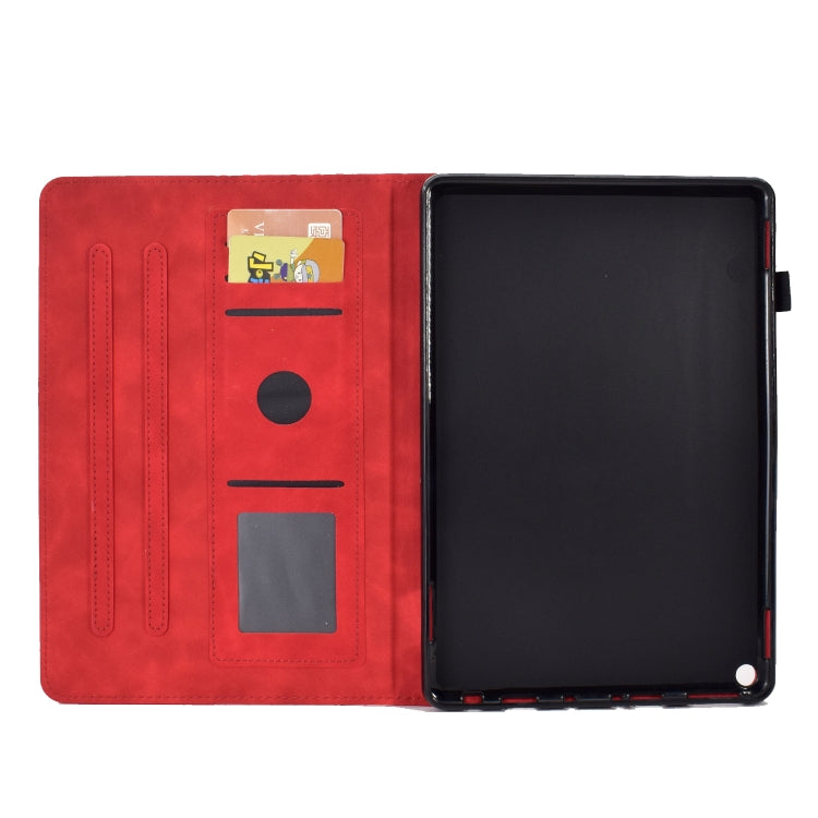For Amazon Kindle Fire HD10 Plus 2021 Rhombus Embossed Leather Tablet Case(Red)