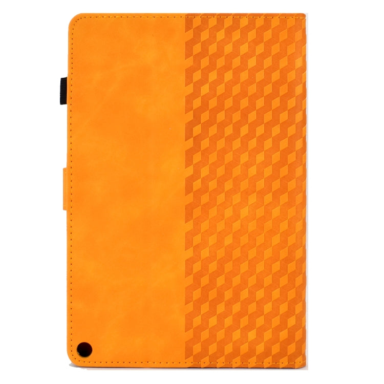 For Amazon Kindle Fire HD10 Plus 2021 Rhombus Embossed Leather Tablet Case(Khaki)