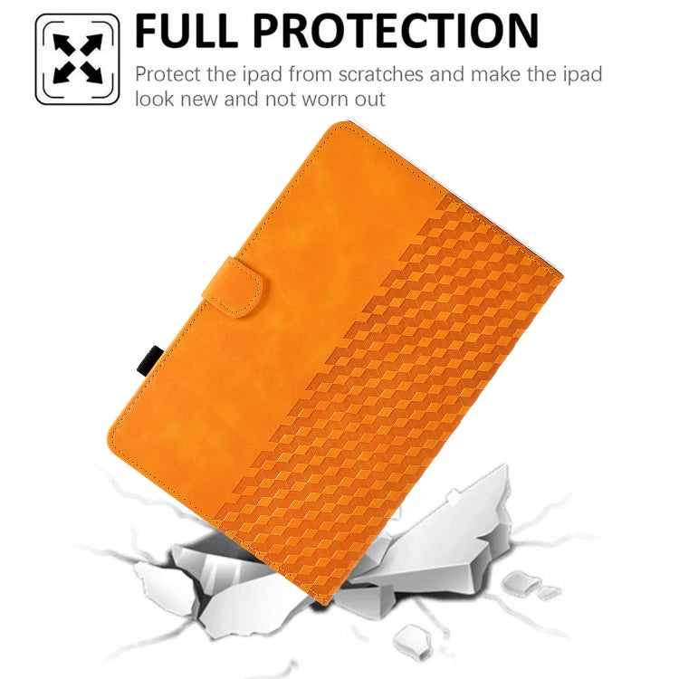 For Amazon Kindle Fire HD10 Plus 2021 Rhombus Embossed Leather Tablet Case(Khaki)