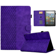 For Amazon Kindle Fire HD10 Plus 2021 Rhombus Embossed Leather Tablet Case(Purple)