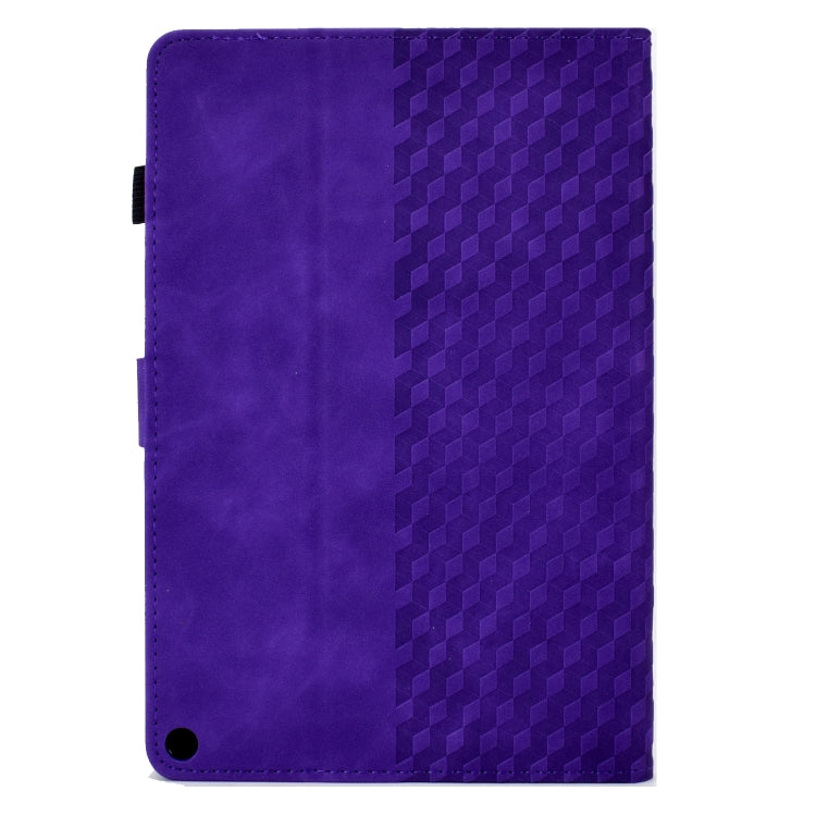 For Amazon Kindle Fire HD10 Plus 2021 Rhombus Embossed Leather Tablet Case(Purple)