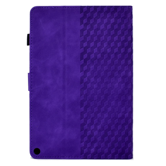 For Amazon Kindle Fire HD10 Plus 2021 Rhombus Embossed Leather Tablet Case(Purple)