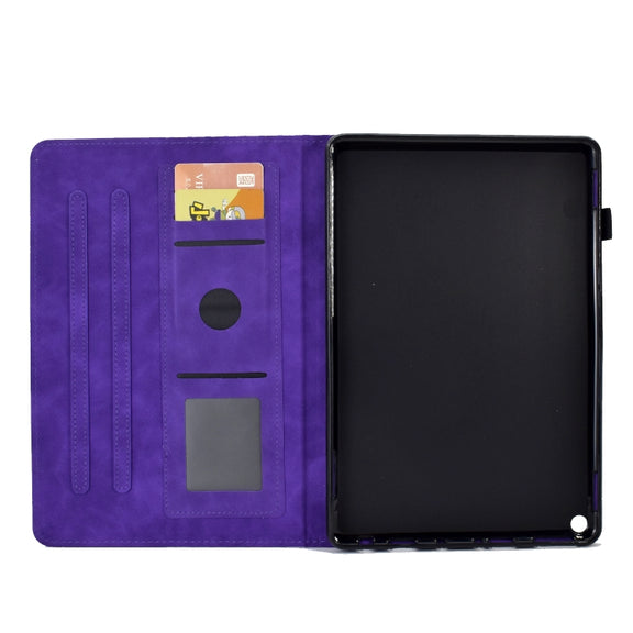 For Amazon Kindle Fire HD10 Plus 2021 Rhombus Embossed Leather Tablet Case(Purple)