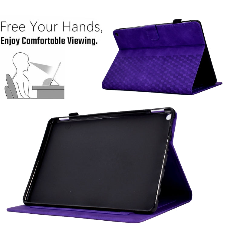 For Amazon Kindle Fire HD10 Plus 2021 Rhombus Embossed Leather Tablet Case(Purple)