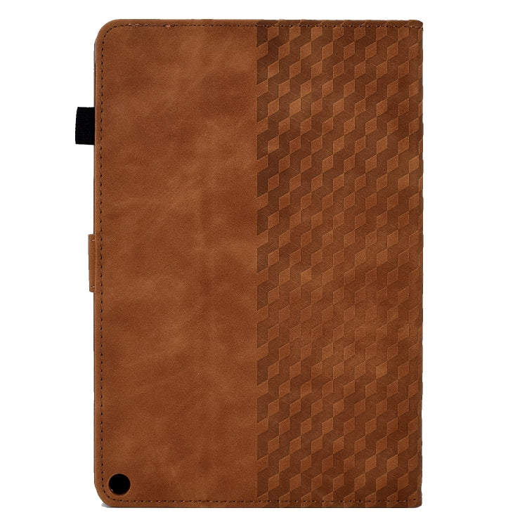 For Amazon Kindle Fire HD10 Plus 2021 Rhombus Embossed Leather Tablet Case(Brown)