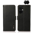 For OnePlus Nord CE 3 KHAZNEH Side-Magnetic Litchi Genuine Leather RFID Phone Case(Black) - OnePlus Cases by PMC TechLife | Online Shopping South Africa | PMC TechLife | Buy Now Pay Later Mobicred