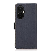 For OnePlus Nord CE 3 KHAZNEH Side-Magnetic Litchi Genuine Leather RFID Phone Case(Blue)