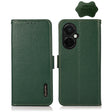For OnePlus Nord CE 3 KHAZNEH Side-Magnetic Litchi Genuine Leather RFID Phone Case(Green) - free shipping - PMC TechLife - Order now!