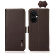 For OnePlus Nord CE 3 KHAZNEH Side-Magnetic Litchi Genuine Leather RFID Phone Case(Brown) - OnePlus Cases by PMC TechLife | Online Shopping South Africa | PMC TechLife | Buy Now Pay Later Mobicred