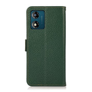For Motorola Moto E13 2023 4G KHAZNEH Side-Magnetic Litchi Genuine Leather RFID Phone Case(Green)