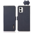 For Motorola Moto G73 5G KHAZNEH Side-Magnetic Litchi Genuine Leather RFID Phone Case(Blue) - Motorola Cases by PMC TechLife | Online Shopping South Africa | PMC TechLife | Buy Now Pay Later Mobicred
