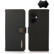 For OnePlus Nord CE 3 KHAZNEH Custer Texture RFID Genuine Leather Phone Case(Black) - OnePlus Cases by PMC TechLife | Online Shopping South Africa | PMC TechLife | Buy Now Pay Later Mobicred