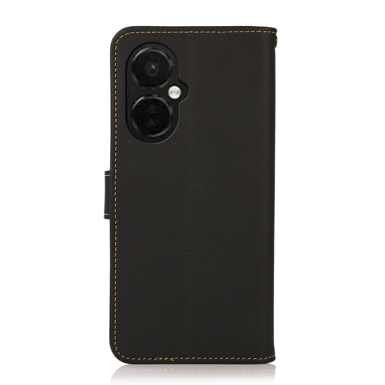 For OnePlus Nord CE 3 KHAZNEH Custer Texture RFID Genuine Leather Phone Case(Black)
