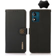 For Motorola Moto E13 2023 4G KHAZNEH Custer Texture RFID Genuine Leather Phone Case(Black) - Motorola Cases by PMC TechLife | Online Shopping South Africa | PMC TechLife | Buy Now Pay Later Mobicred