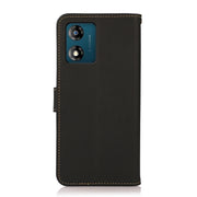 For Motorola Moto E13 2023 4G KHAZNEH Custer Texture RFID Genuine Leather Phone Case(Black)