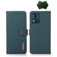 For Motorola Moto E13 2023 4G KHAZNEH Custer Texture RFID Genuine Leather Phone Case(Green) - Motorola Cases by PMC TechLife | Online Shopping South Africa | PMC TechLife | Buy Now Pay Later Mobicred