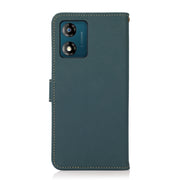 For Motorola Moto E13 2023 4G KHAZNEH Custer Texture RFID Genuine Leather Phone Case(Green)