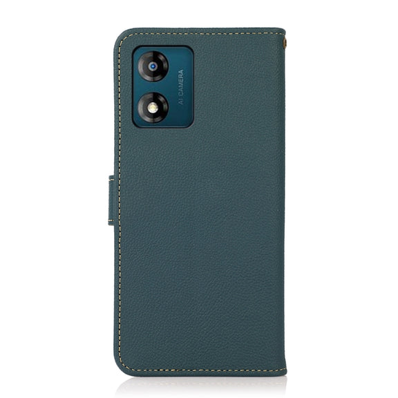 For Motorola Moto E13 2023 4G KHAZNEH Custer Texture RFID Genuine Leather Phone Case(Green)