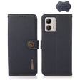 For Motorola Moto G13 / G23 / G53 5G KHAZNEH Custer Texture RFID Genuine Leather Phone Case(Blue) - Motorola Cases by PMC TechLife | Online Shopping South Africa | PMC TechLife | Buy Now Pay Later Mobicred