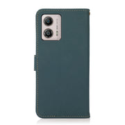 For Motorola Moto G13 / G23 / G53 5G KHAZNEH Custer Texture RFID Genuine Leather Phone Case(Green)